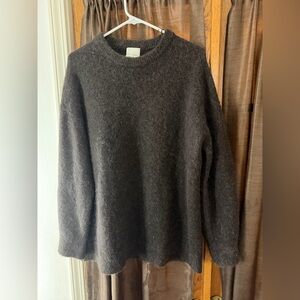 H&M Dark Gray Fuzzy Crewneck Sweater